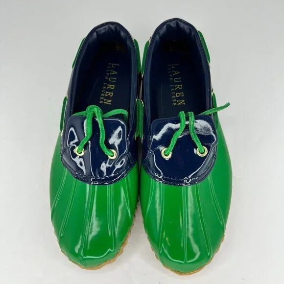 Lauren Ralph Lauren Womens Makenna Green Navy Blue Lace Up Size 7B Boat Shoes - Picture 4 of 11